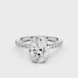 Emma Oval lab diamond engagement ring with four prongs and french pave band video  White Gold
