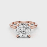 Selene Cushion Lab Created Diamond Engagement Ring on plain band video Rose Gold