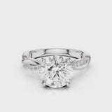 Icy Twisted Vine Round Diamond Engagement Ring with accent stones White Gold