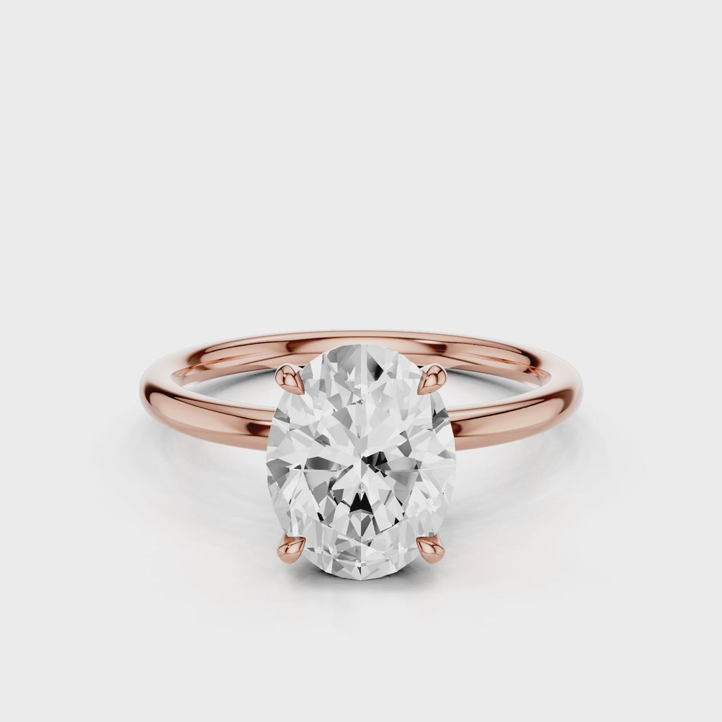 Bella Oval lab diamond engagement ring solitaire with four prongs Rose Gold