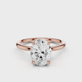 Bella Oval lab diamond engagement ring solitaire with four prongs Rose Gold