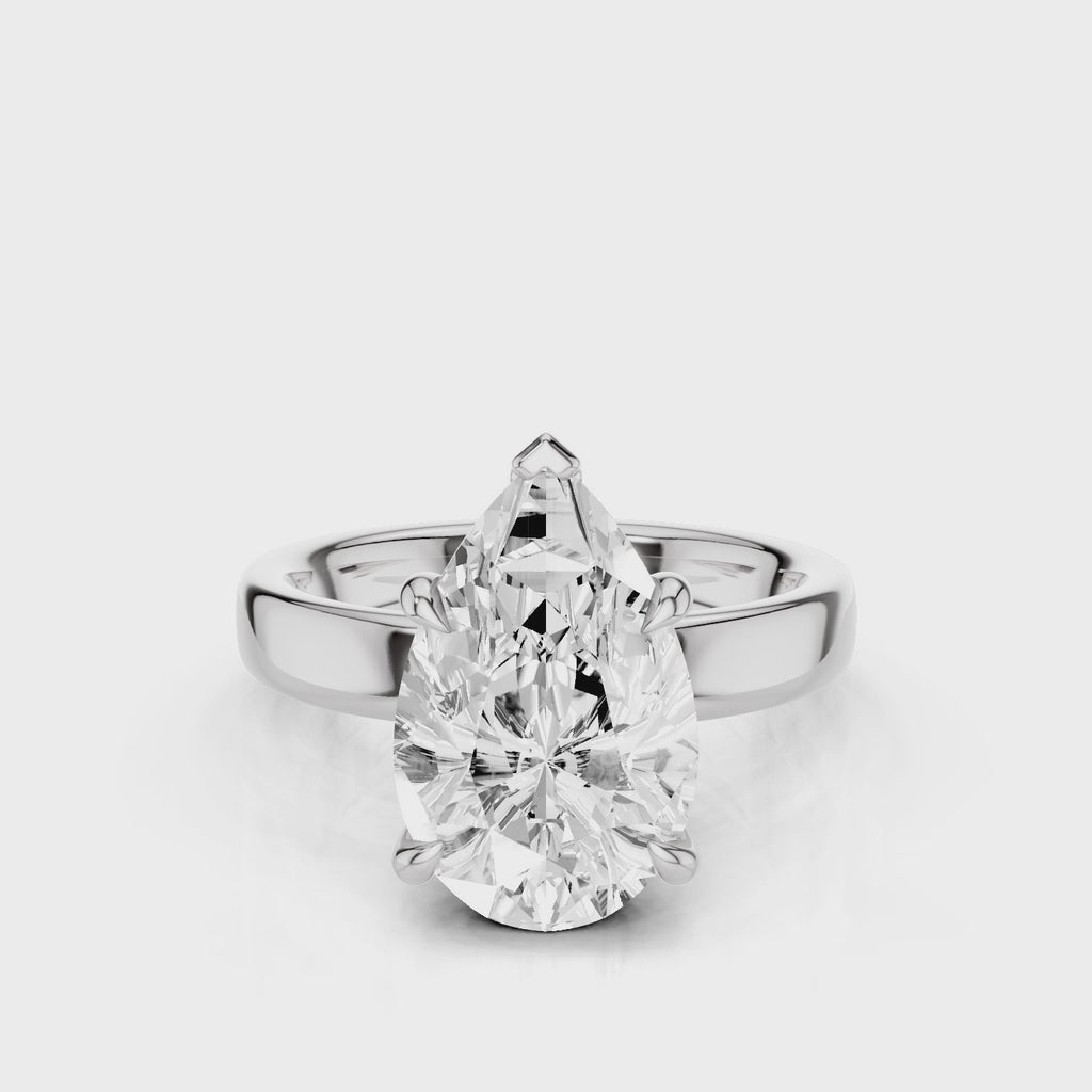 Pear Diamond Cigar Band White Gold