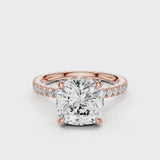 Daisie Cushion Lab Created Diamond Engagement Ring with reverse diamond seamless halo setting video Rose Gold