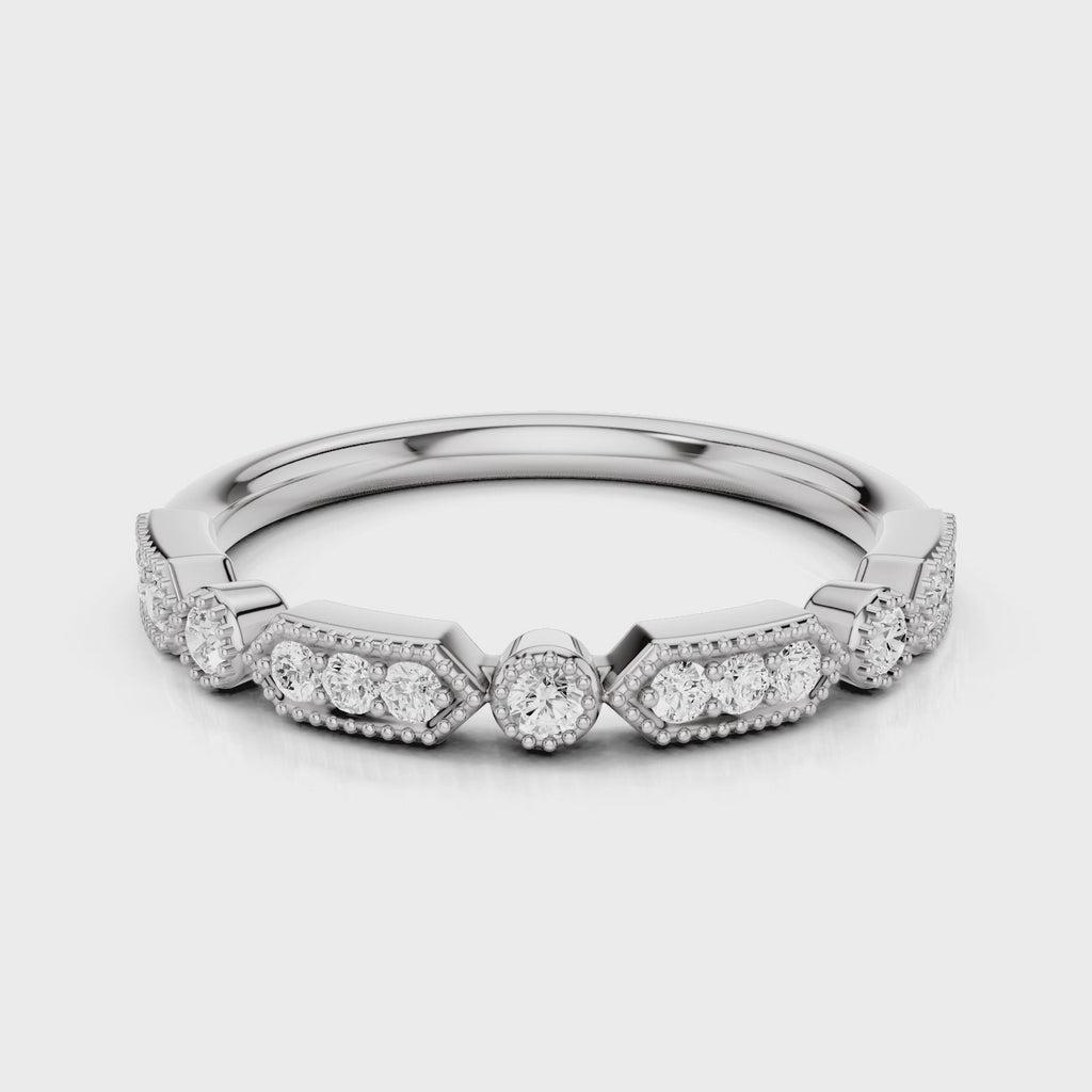 Gisele Wedding band round stone accents White Gold