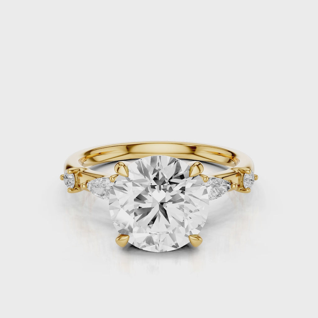 Autumn Round lab diamond Engagement Ring with accent stones Yellow Gold