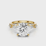 Autumn Round lab diamond Engagement Ring with accent stones Yellow Gold