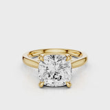 Iris Cushion Lab Created Diamond Engagement Ring set in a cathedral tapered plain white gold band video Yellow Gold