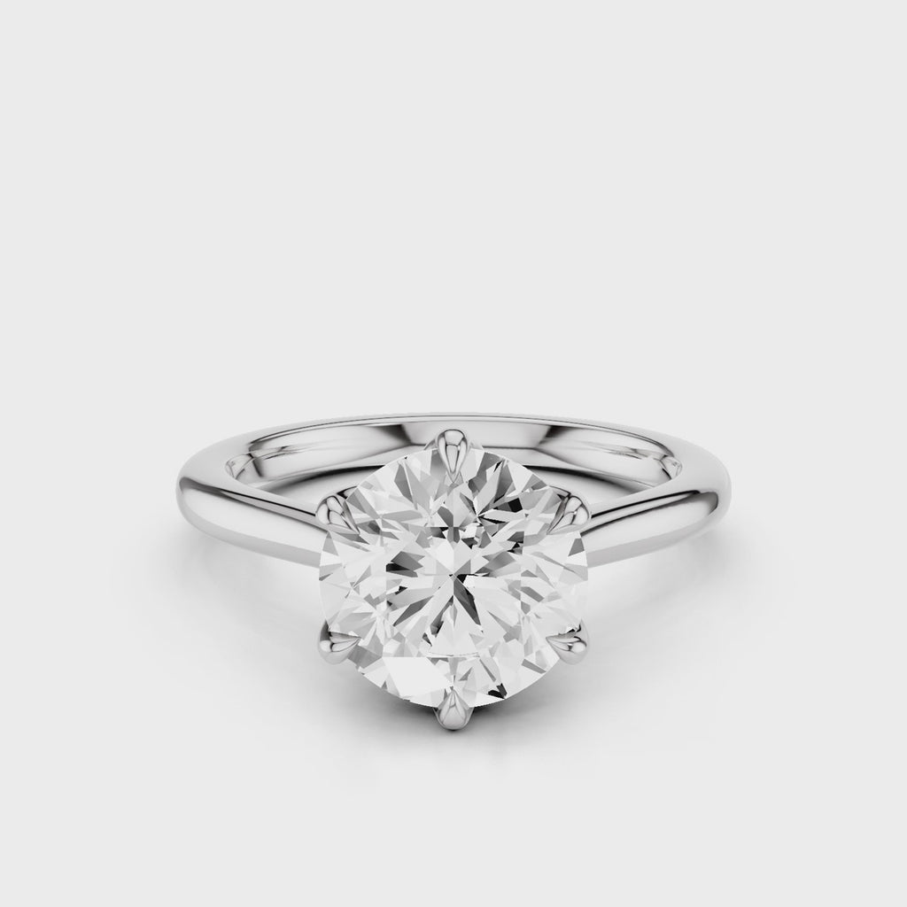 Round Stone Tulip Cathedral 2 Tone Engagement Ring White Gold