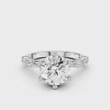 Leila Round Engagement Ring with marquise and round accent stones and button prongs White Gold