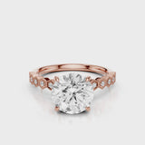 honeycomb round lab diamond engagement ring with accent stones round Rose Gold