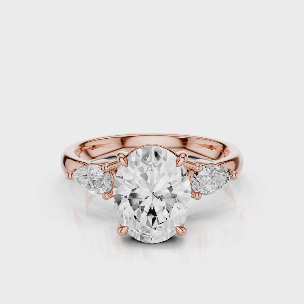 Luys Oval Moissanite Engagement Rings White Gold Rose Gold