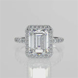 Nova Emerald lab diamond engagement ring with Halo and pave band video 