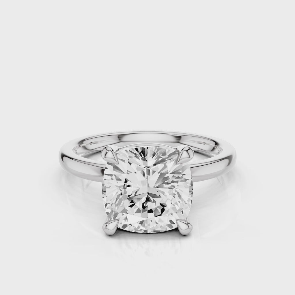 Selene Cushion Lab Created Diamond Engagement Ring on plain band video White Gold