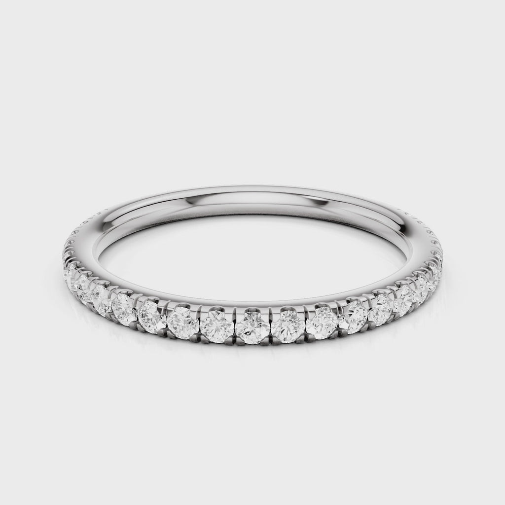 Melissa wedding band with lab diamonds and single row French pave setting White gold