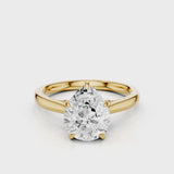 Thalia pear lab diamond engagement ring with Cathedral shank and plain tapered gold band video Yellow Gold