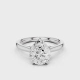 Thalia pear lab diamond engagement ring with Cathedral shank and plain tapered gold band video White Gold