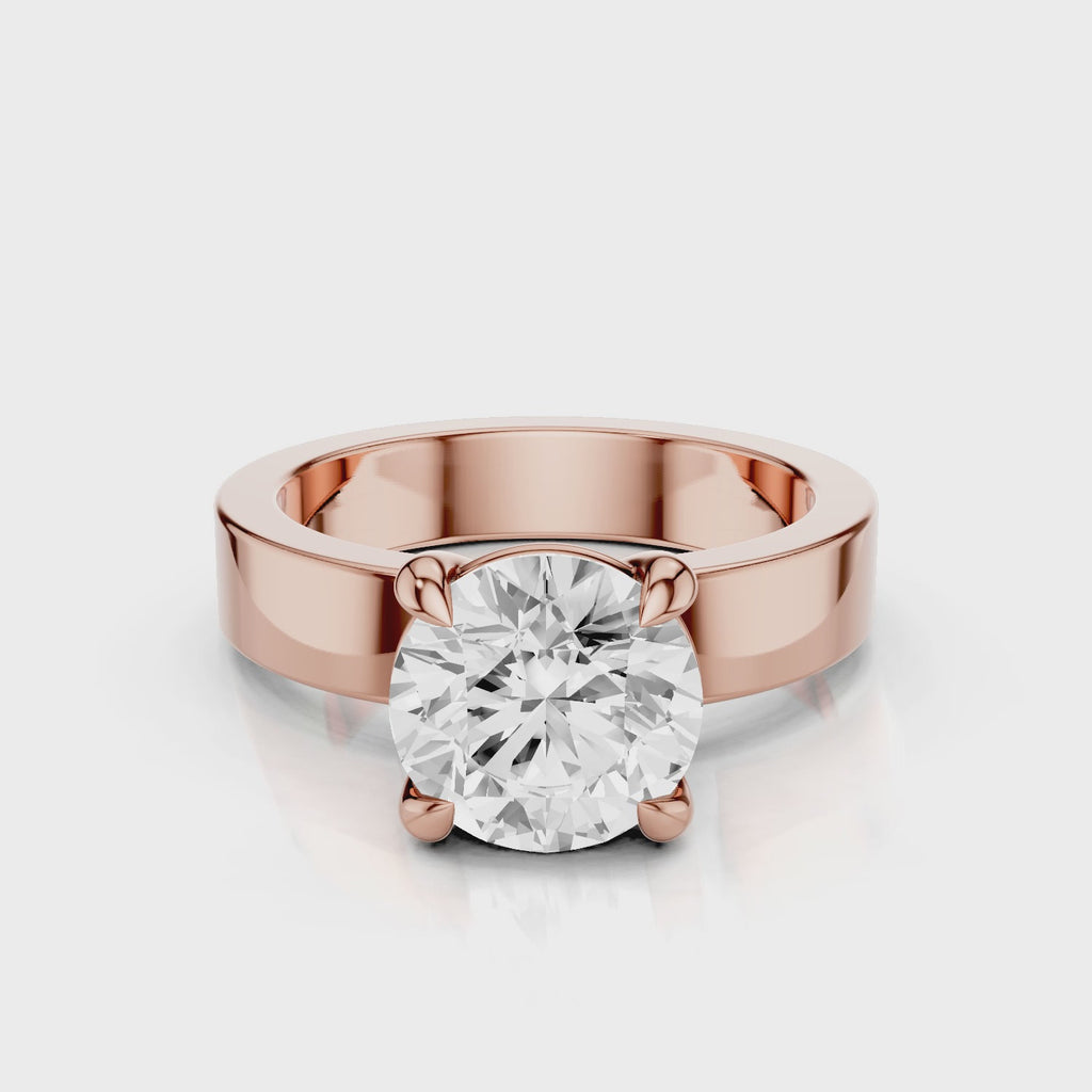 Round Diamond Cigar Band Rose Gold
