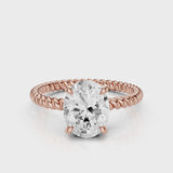 Mia Oval lab diamond engagement ring with four prongs and tristed band video Rose Gold