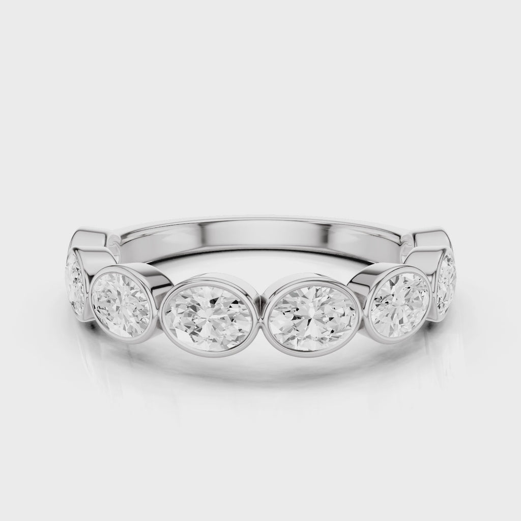 Chelly Oval lab diamond wedding band White Gold