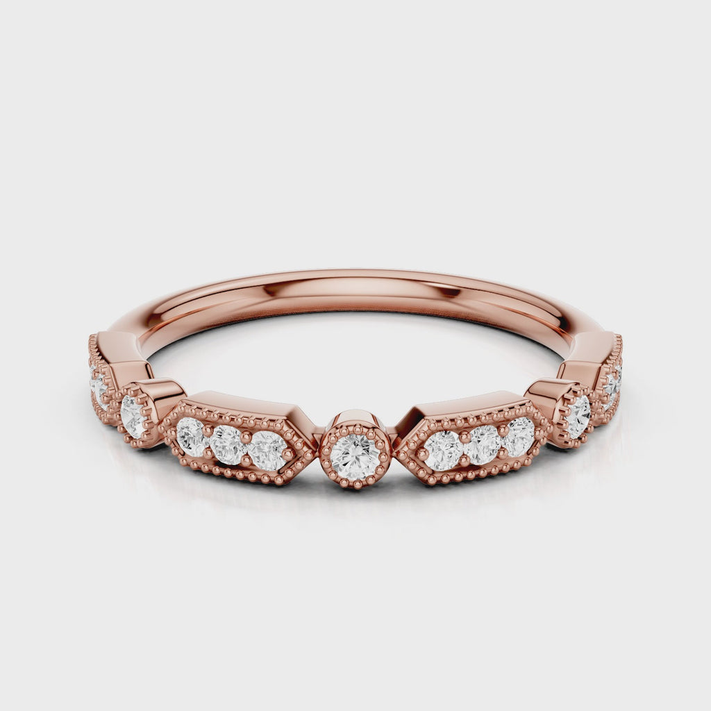 Gisele Wedding band round stone accents Rose Gold