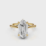 Hope Hexagon Lab Diamond engagement ring with hidden halo and yellow gold band