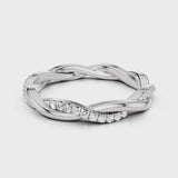 Icy Twist Wedding band with pave band and plain band intertwined White Gold
