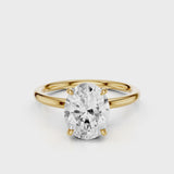 Bella Oval lab diamond engagement ring solitaire with four prongs Yellow Gold