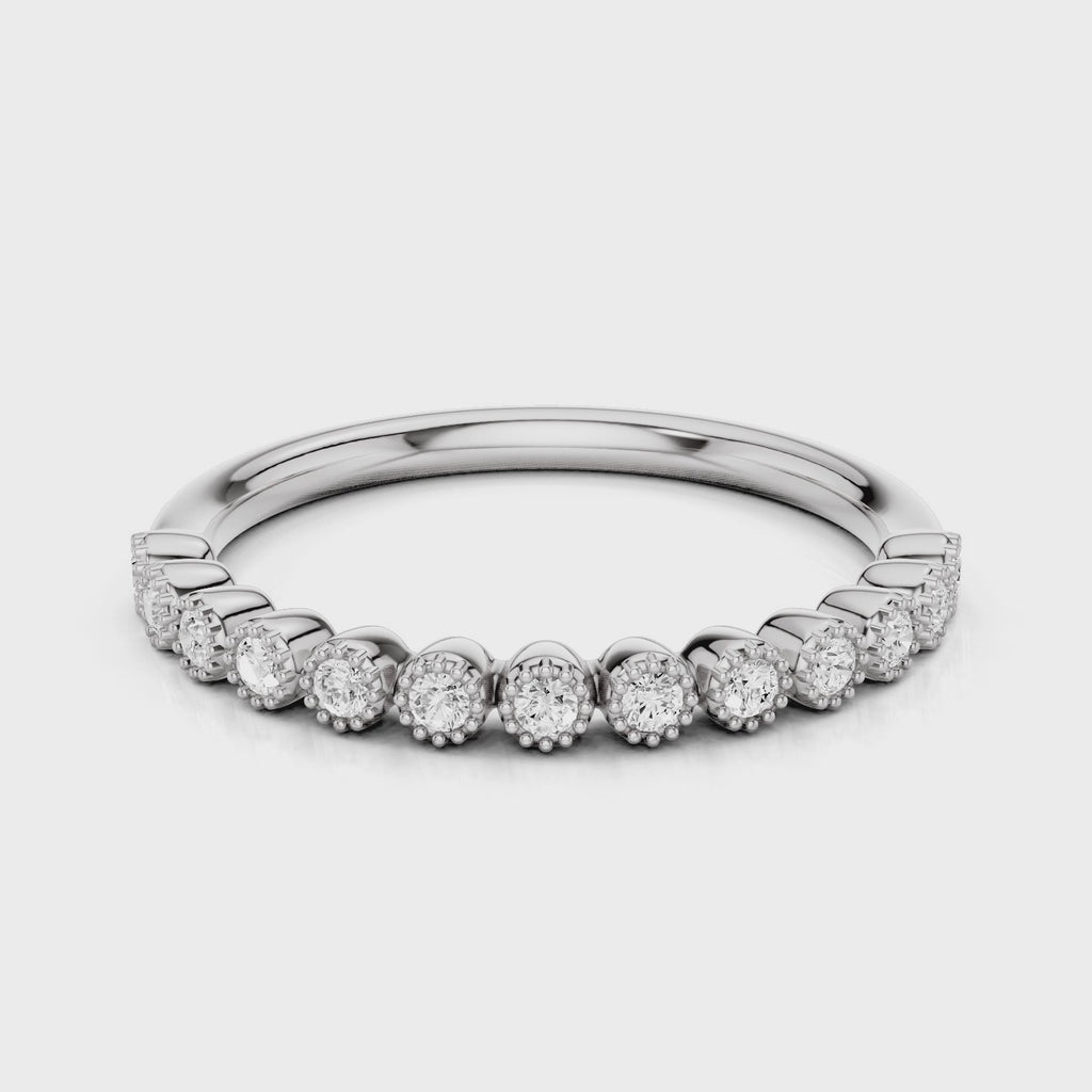 Solely round accent stones wedding band White Gold