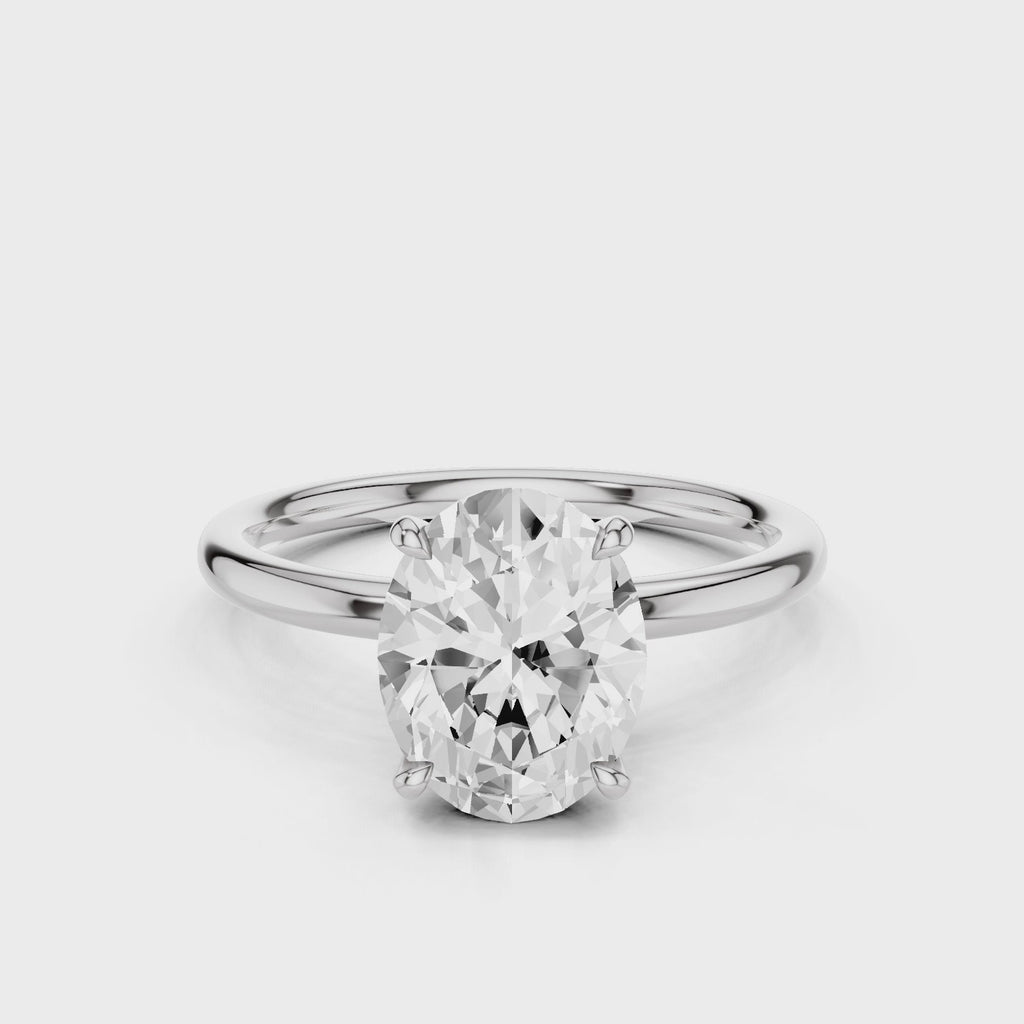 Bella Oval lab diamond engagement ring solitaire with four prongs White Gold
