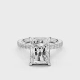 Olivia Radiant lab diamond engagement ring with pave band and reverse seamless halo video White Gold