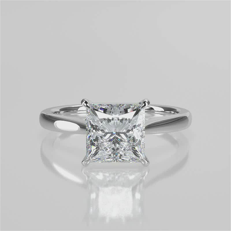 Ivana Princess Cut Lab Created Diamond Engagement Ring with cathedral setting and tapered round band video 