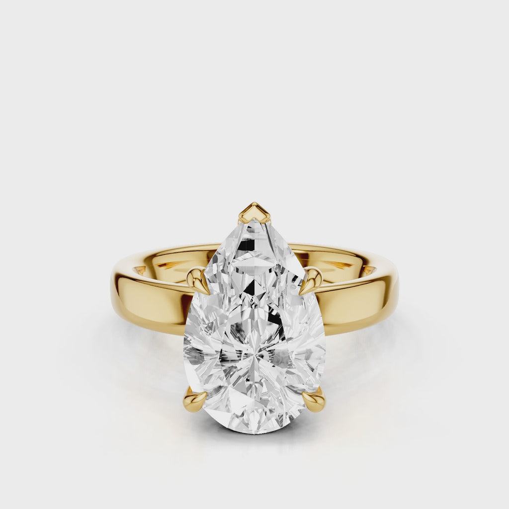 Pear Diamond Cigar Band Yellow Gold