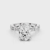Ellie Oval Engagement Ring with baguettes and round accent stones white gold
