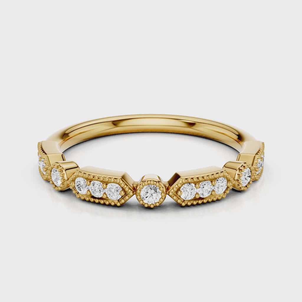 Gisele Wedding band round stone accents Yellow Gold