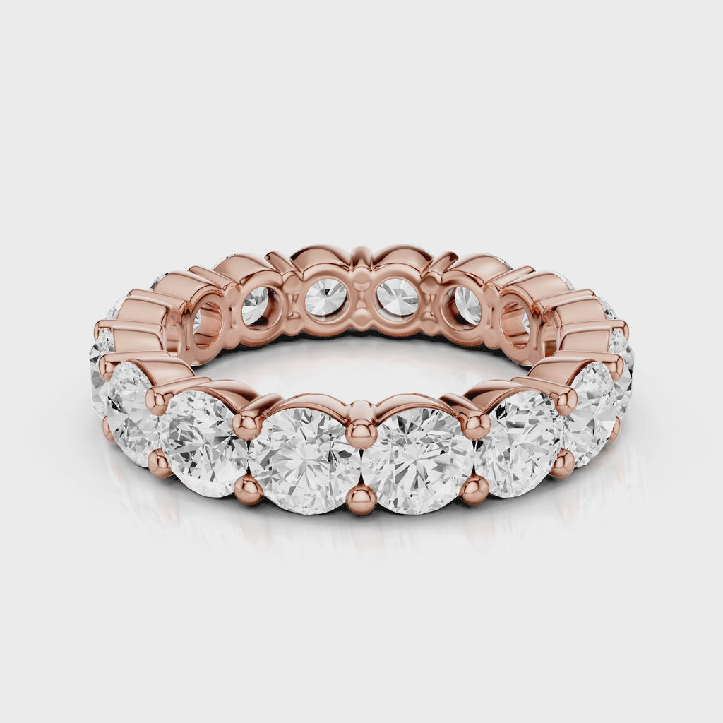 Angel eternity wedding band with round stones Rose Gold