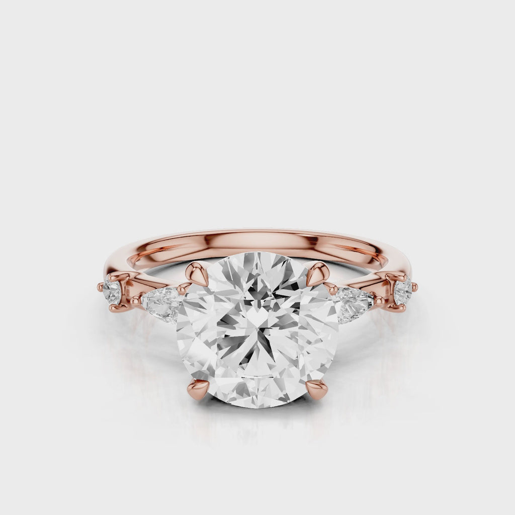 Autumn Round lab diamond Engagement Ring with accent stones  Rose Gold