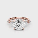 Autumn Round lab diamond Engagement Ring with accent stones  Rose Gold