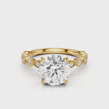 Ariana Lab Diamond Round engagement ring with accent stones yellow gold