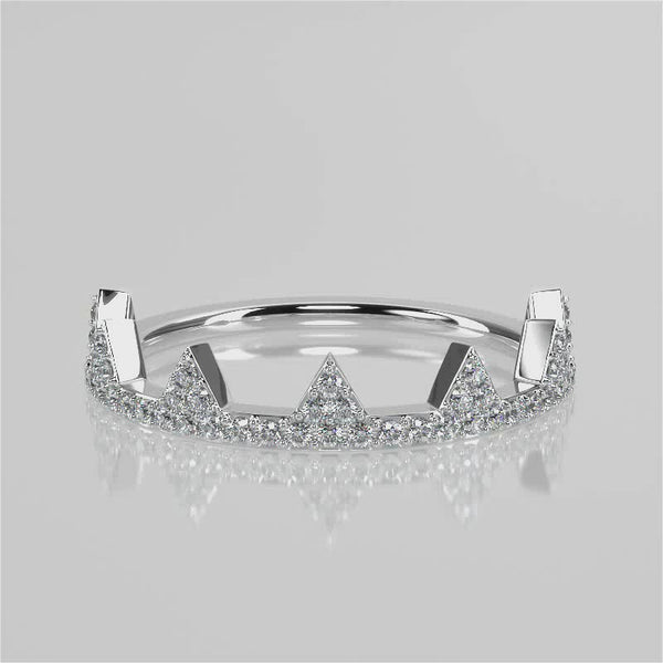 Crown Wedding Band - Lab Created Diamond