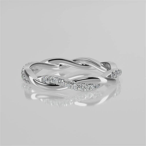 Icy Twisted Vine Wedding Band - Lab Created Diamond