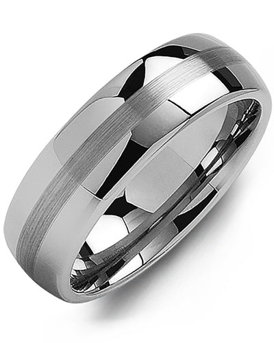 Men's Wedding Band Tungsten Two Band Effect