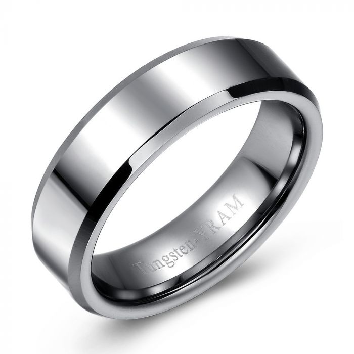 Men's wedding band in silver Tungsten 448-44