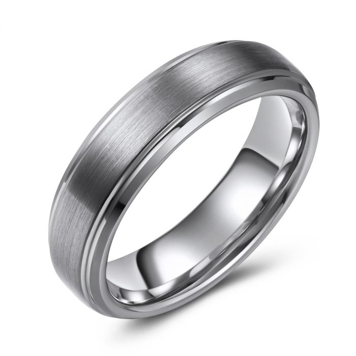 Men's wedding band in Silver Tungsten 448-61a