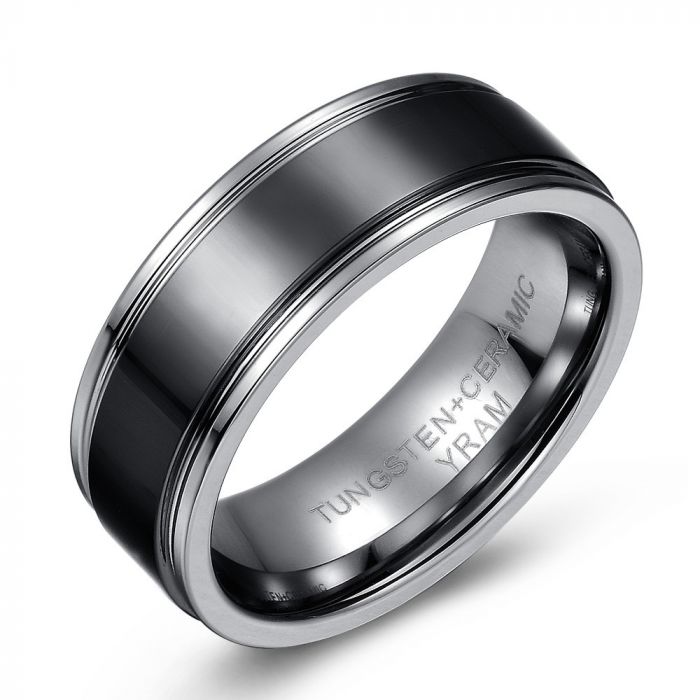 Men's wedding band in silver Tungsten 448-40_1