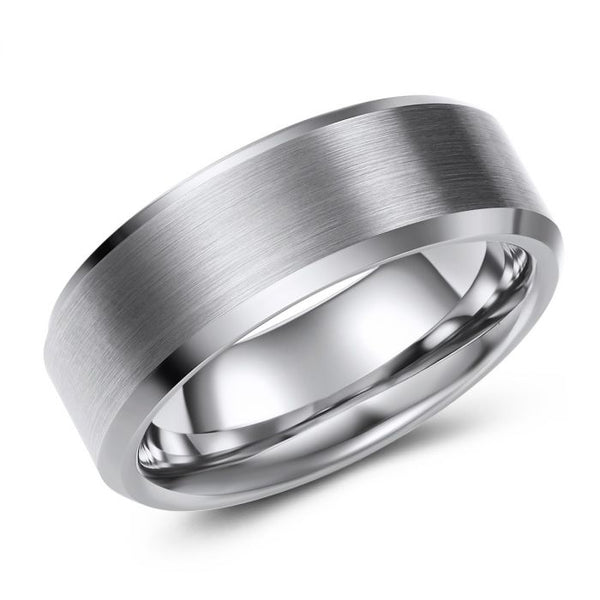 Men's silver wedding band Tungsten