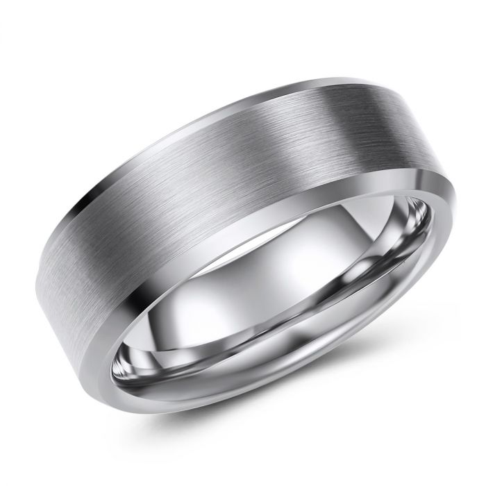 Men's silver wedding band Tungsten